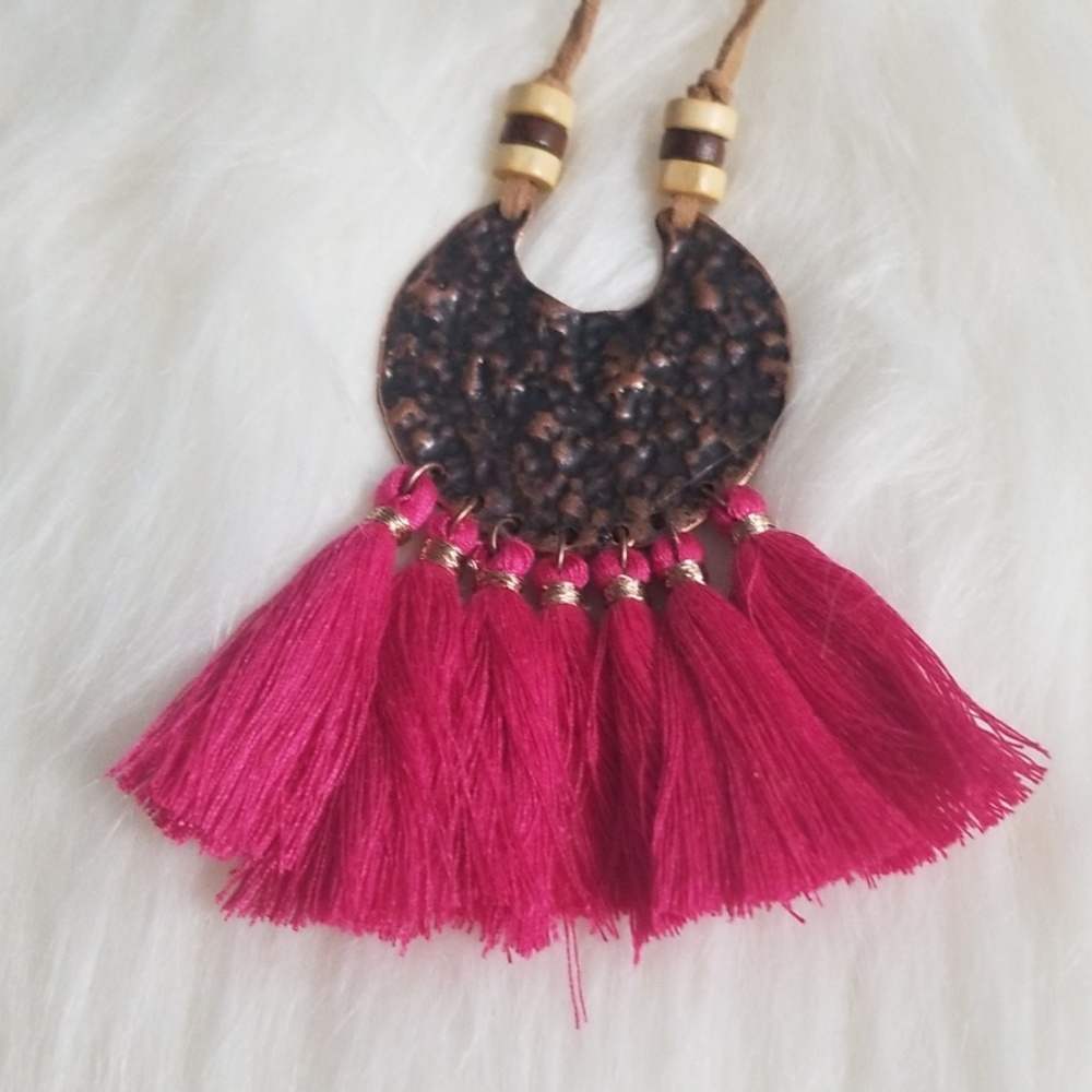 Bohemian Fringe Mini Bib Tassel Necklace